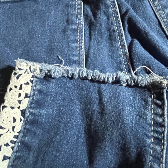 WONDER NATION GIRLS JEANS CROCHETED FLORAL PATTERN DOWN SIDE BOHO HIP XXL/2X 18 - Picture 6 of 8